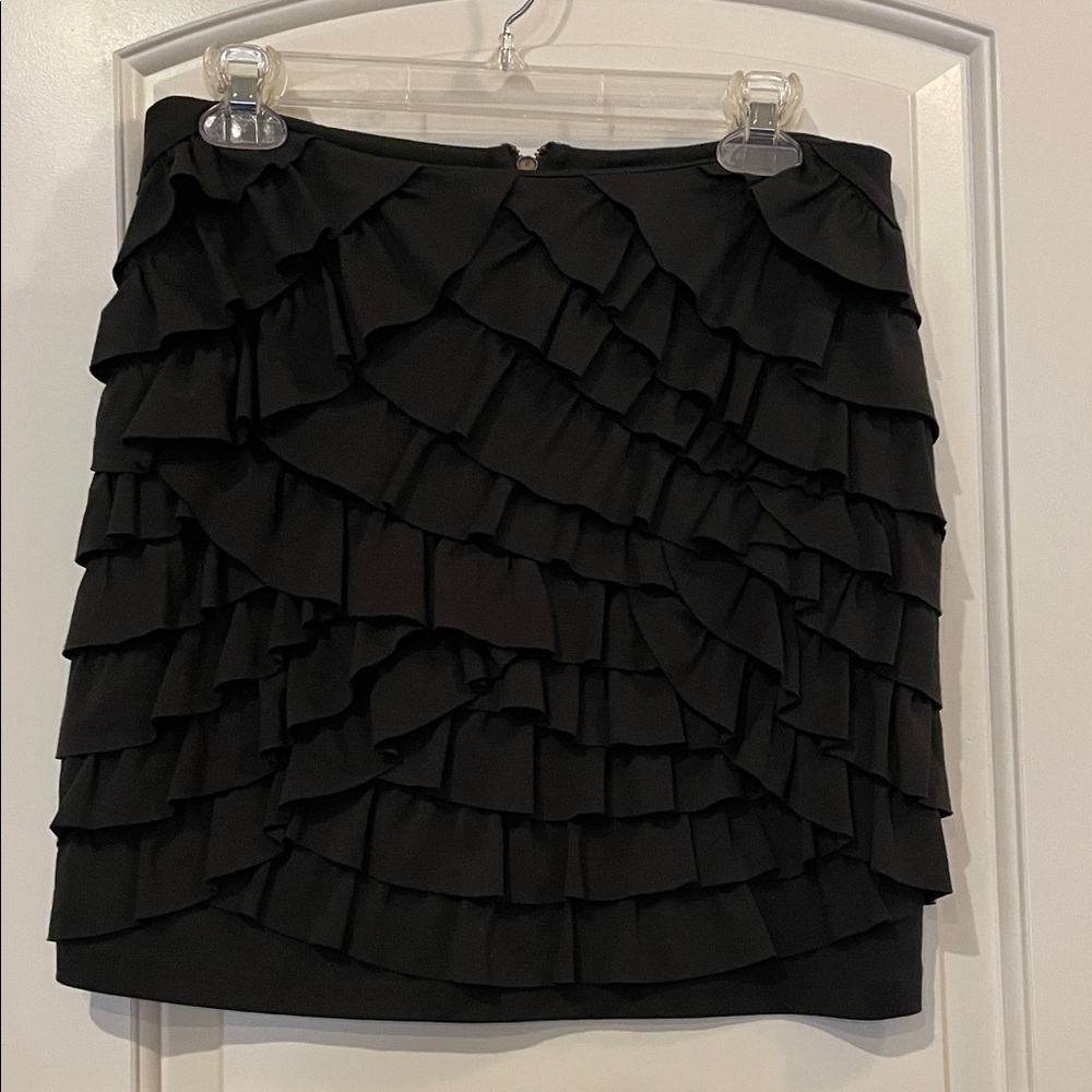 Elegant Black Ruffled Mini Skirt